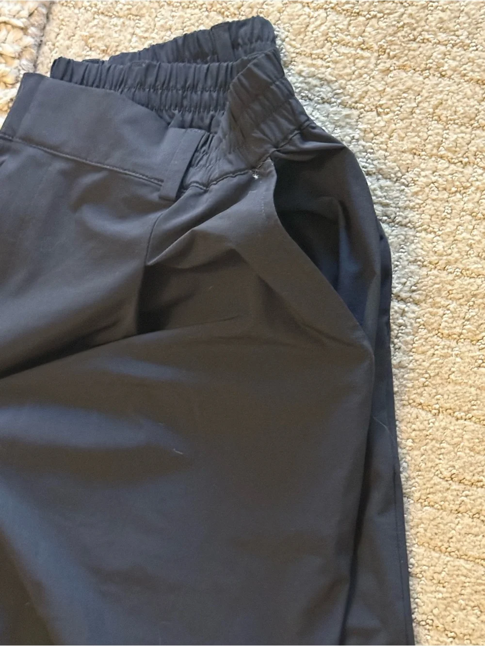 Black Wide-Leg Athletic Trouser Pants